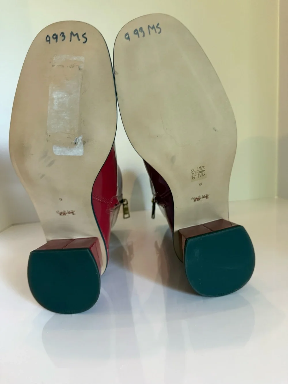 Coach Red Patent Leather Block Heel Boots
